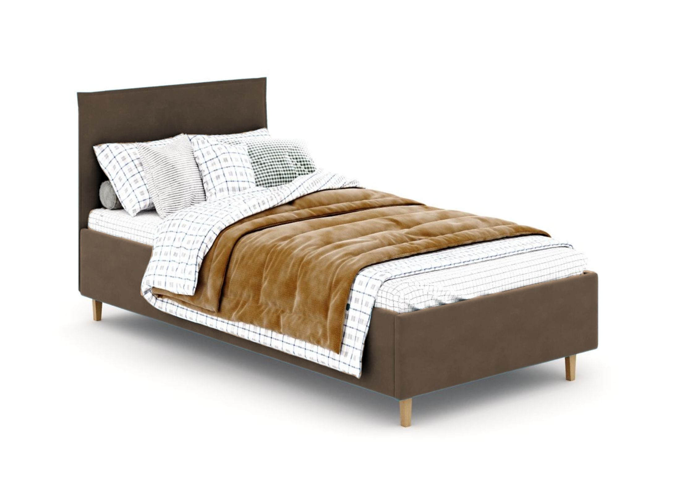 Brązowe łóżko dziecięce 90x200cm